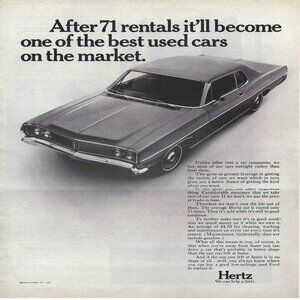 1967 Hertz 71 Rentals Best Used Cars On Market Vintage Magazine Print Ad/Poster